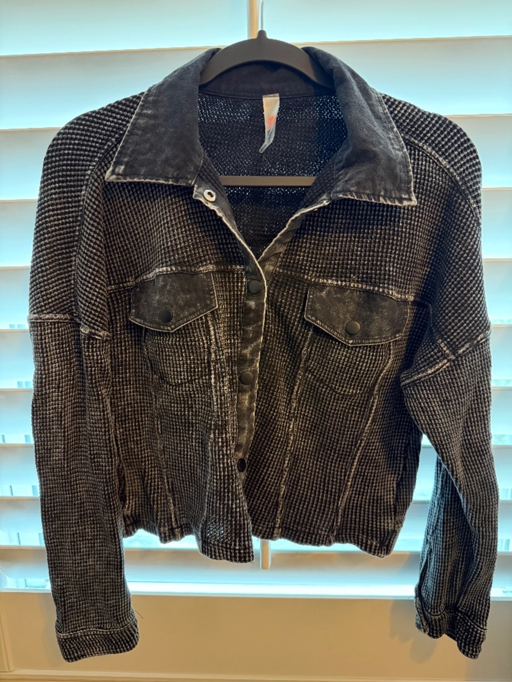 Mono B mineral washed waffle shirt